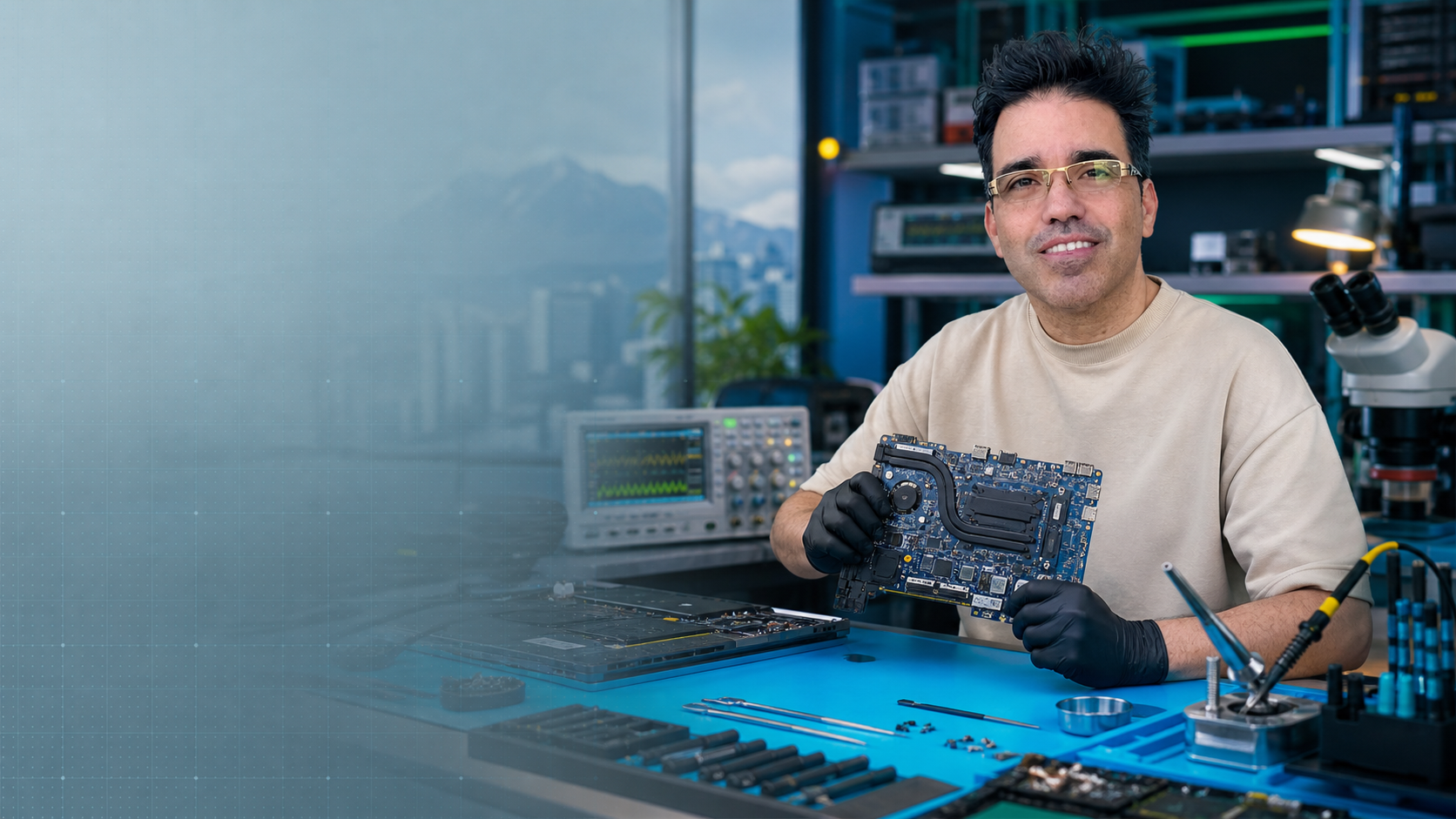 Banco de reparación electrónica con Leonardo García — Metadata en Ecuador